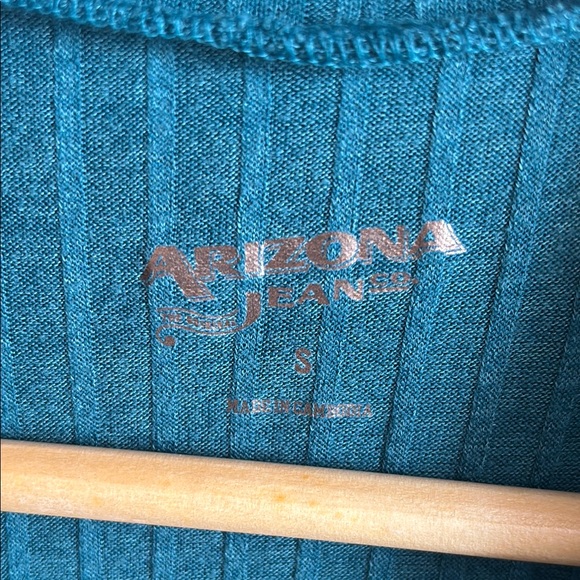 Blue Ribbed V-Neck Dress - Picture 2 of 4